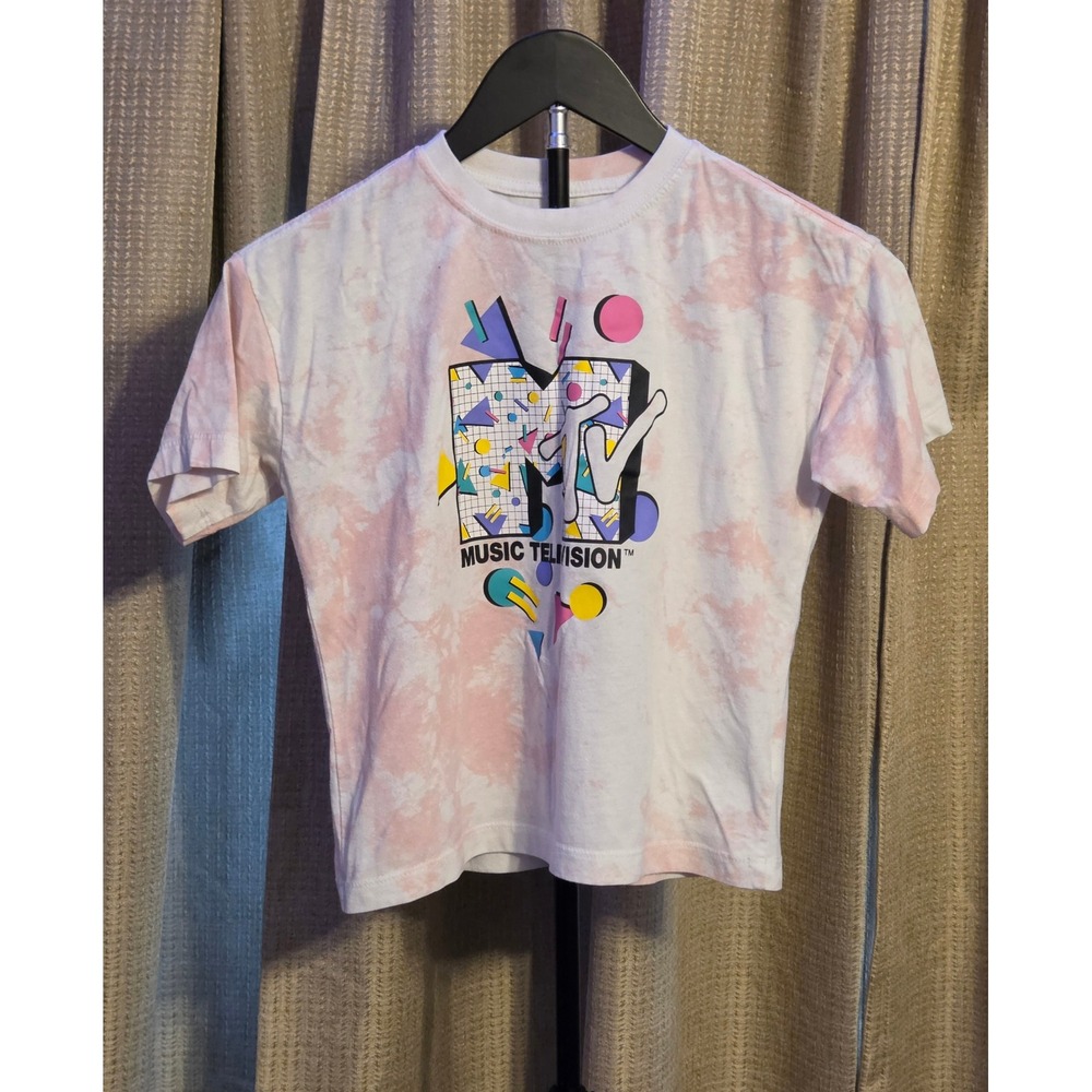 MTV Retro 90's Shape Design Logo‎ Tie Dye T-Shirt Women's Size Small